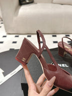 CC 25 Slingback Heel Red Embossed Leather 237496