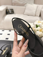 CC 25 Slingback Heel Black Embossed Leather 237494