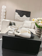 CC Slingback White Sheepskin with Fabric 237512