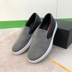 PRA LOAFER IN GREY SUEDE AND BLACK CALFSKIN