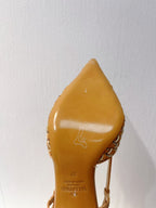 VT High Heeled Slingbacks Peru Brown Sheepskin 292801