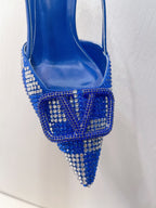 VT High Heeled Slingbacks Blue Sheepskin 292817