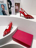 VT High Heeled Slingbacks Cherry Red Sheepskin 292819