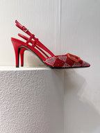 VT High Heeled Slingbacks Cherry Red Sheepskin 292819