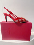 VT High Heeled Slingbacks Cherry Red Sheepskin 292819