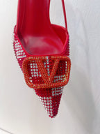 VT High Heeled Slingbacks Cherry Red Sheepskin 292819