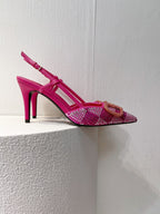 VT High Heeled Slingbacks Fuchsia Pink Sheepskin 292821