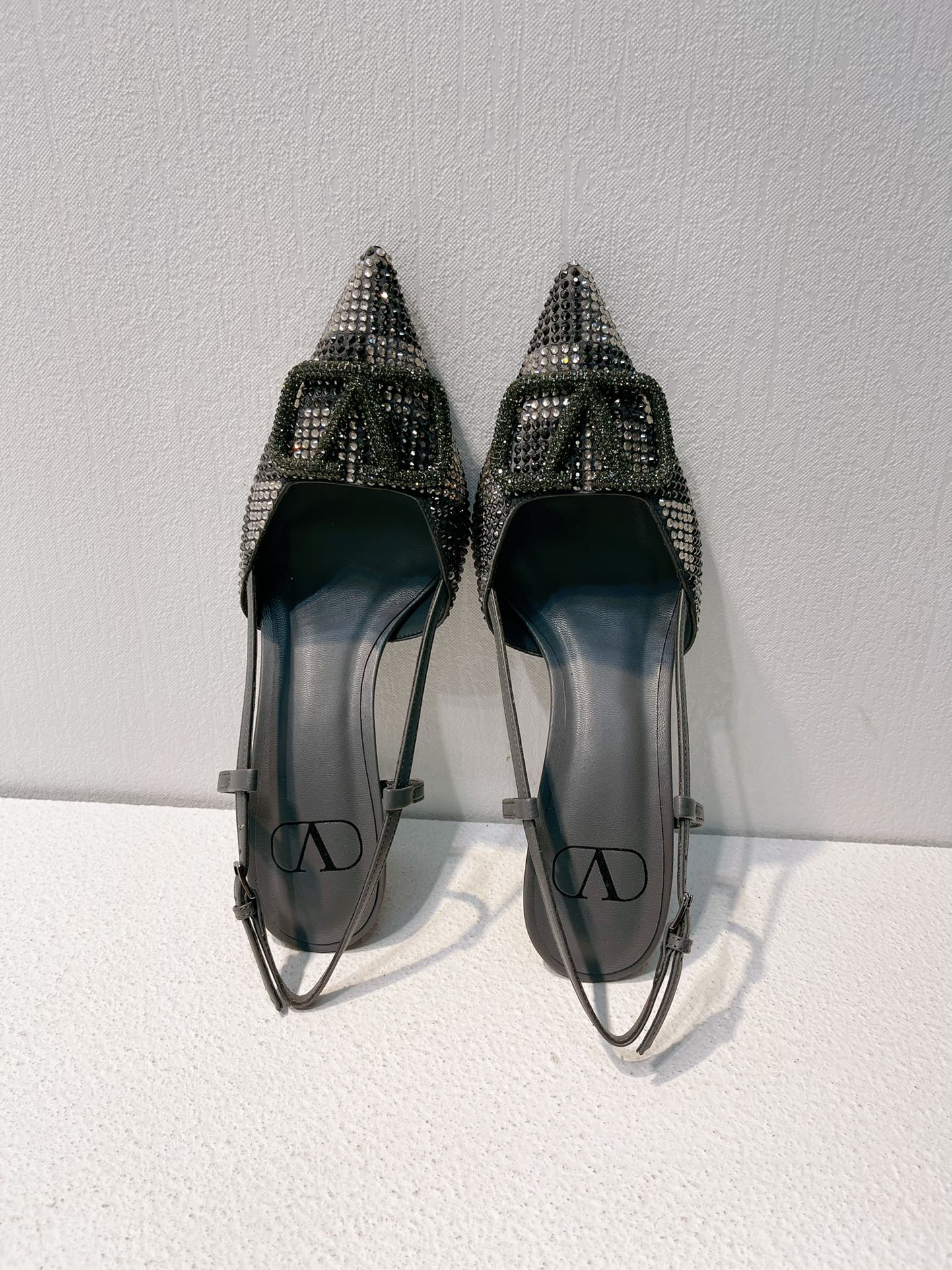 VT High Heeled Slingbacks Charcoal black Sheepskin 292824