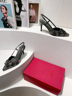 VT High Heeled Slingbacks Charcoal black Sheepskin 292824