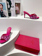 VT High Heeled Sandals Fuchsia Pink Sheepskin 292836