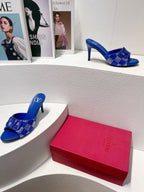 VT High Heeled Sandals Blue Sheepskin 292839