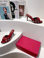 VT High Heeled Sandals Ruby Red Sheepskin 292842