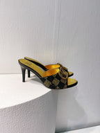 VT High Heeled Sandals Gold mix Black Sheepskin 292846