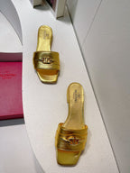 VT Moon Slides in Leather Gold Cowhide 292862