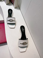 VT Moon Slides in Leather White Cowhide 292865