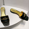 VT Moon Slides in Leather Black Cowhide 292866