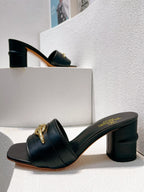 VT Leather Mules Black Cowhide 292867