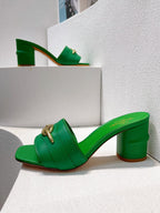 VT Leather Mules Green Cowhide 292869