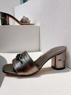 VT Leather Mules Gray Cowhide 292875