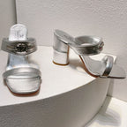 VT Heeled Sandal Silver Cowhide 292883