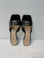 VT Mid Heel Mule Sandal Black Sheepskin 292757