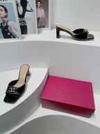 VT Mid Heel Mule Sandal Black Sheepskin 292757