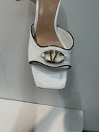 VT Mid Heel Mule Sandal White Sheepskin 292758