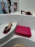 VT Mid Heel Mule Sandal Ruby Red Sheepskin 292761