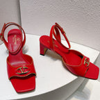 VT Sandals Heels 50mm Red Cowhide 292769