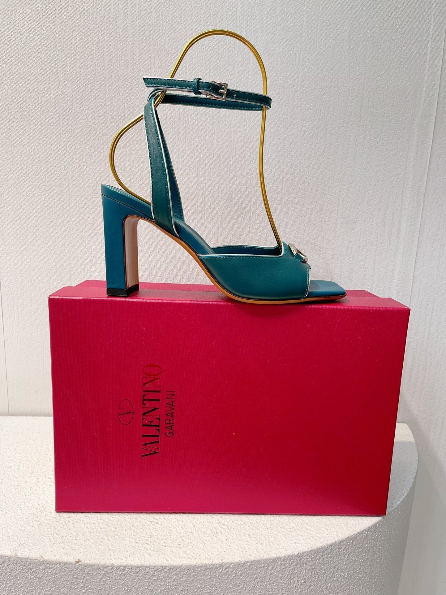 VT Sandals Heels 70mm Emerald Green Cowhide 292780