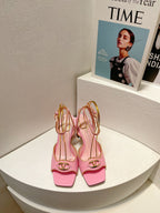 VT Sandals Heels 70mm Pink Cowhide 292782