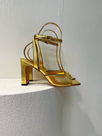 VT Sandals Heels 70mm Gold Cowhide 292784