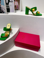 VT One Stud Leather Sandals Green Cowhide 292890