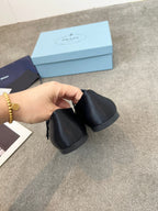 Prada 25th Double Strap Ballet Flats Black Satin 564124