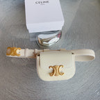 cream calfskin belt bag triomphe gold buckle