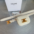 cream calfskin belt bag triomphe gold buckle