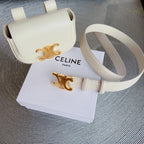 cream calfskin belt bag triomphe gold buckle