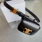 celin black calfskin belt bag triomphe gold buckle