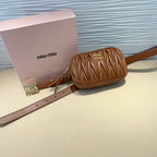 miu brown belt 20mm with matelasse pouch
