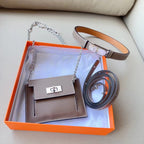 hm kelly belt 18mm with kelly pocket grey epsom silver hardware