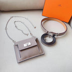 hm kelly belt 18mm with kelly pocket grey epsom silver hardware