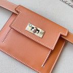 hm kelly belt 18mm with kelly pocket brown epsom silver hardware