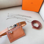 hm kelly belt 18mm with kelly pocket brown epsom silver hardware