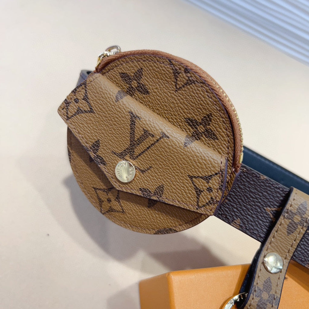 LV Daily Multi Pocket 30mm Belt Bag Light Brown Leather