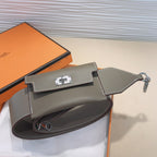 kelly pocket 50mm grey epsom silver hardware shoulder strap