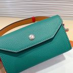 HM KELLY TEAL GREEN POCKET 18MM BELT CHERRY RED LEATHER SILVER HARDWARE