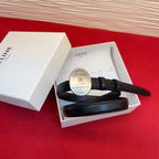 Celine Teen Maison Belt 2.5cm Black Sliver Calfskin 201440
