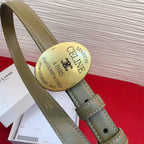 Celine Teen Maison Belt 2.5cm Taupe Gold Calfskin 201444