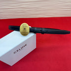 Celine Teen Maison Belt 2.5cm Black Gold Calfskin 201446