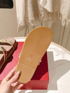 VT Rockstud Sandals Pink Nude Espadrilles Cowhide 328129